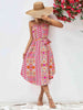 Printed Strapless Tie Belt Dress -BazaarBey - www.shopbazaarbey.com