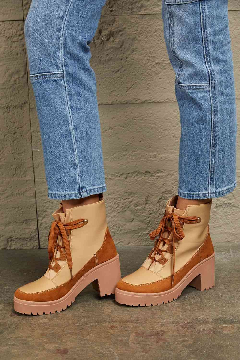  Lace Up Lug Booties Trendsi
