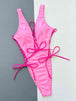  Deep V Sleeveless One-Piece Swimsuit Trendsi