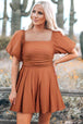 Square Neck Pleated Romper with Pockets -BazaarBey - www.shopbazaarbey.com