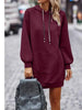 Textured Drawstring Tunic Hoodie Bazaarbey