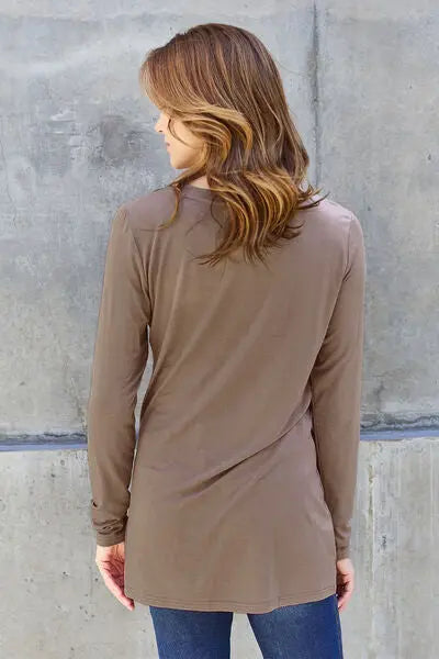  Full Size Round Neck Long Sleeve Top Trendsi