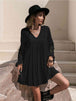 Lace Detail V-Neck Mini Dress Bazaarbey
