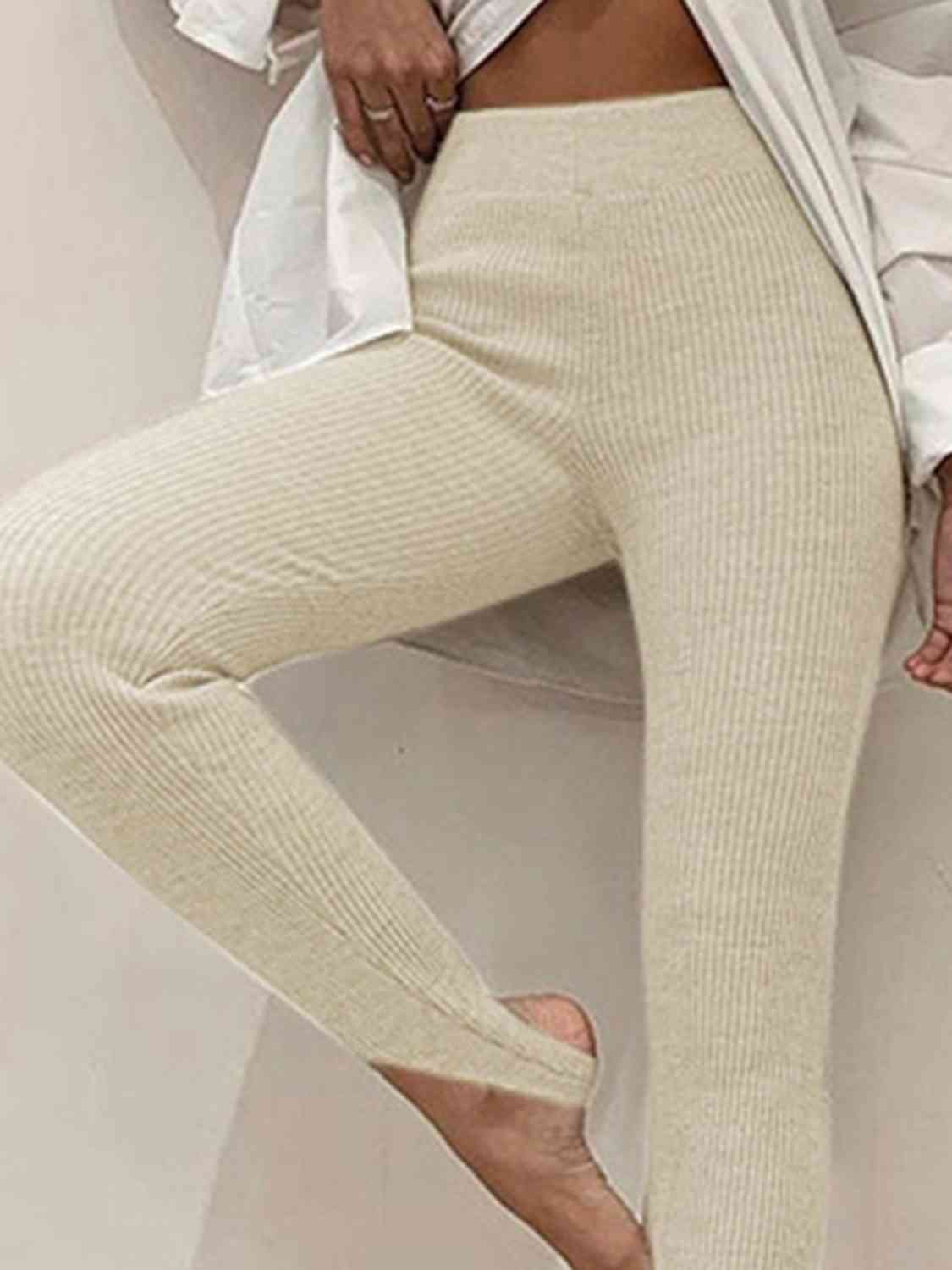 Ribbed Mid Waist Leggings Bazaarbey