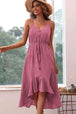 Spaghetti Strap Decorative Button Ruffled Dress -BazaarBey - www.shopbazaarbey.com