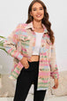 Geometric Button Down Collared Jacket Trendsi