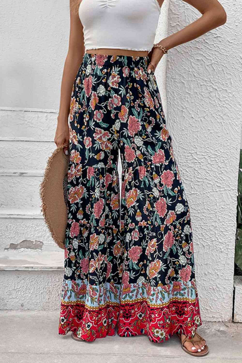 Floral High Waist Palazzo Pants Bazaarbey