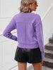 V-Neck Dropped Shoulder Long Sleeve Knit Top Bazaarbey