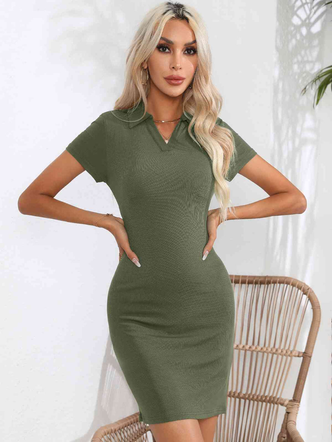  Short Sleeve Bodycon Dress -BazaarBey - www.shopbazaarbey.com