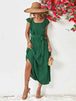 Tie Belt Ruffled Tiered Dress -BazaarBey - www.shopbazaarbey.com