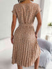  Floral Pleated Belted Dress -BazaarBey - www.shopbazaarbey.com