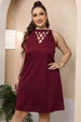 Plus Size Cutout Round Neck Sleeveless Dress -BazaarBey - www.shopbazaarbey.com