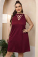 Plus Size Cutout Round Neck Sleeveless Dress -BazaarBey - www.shopbazaarbey.com
