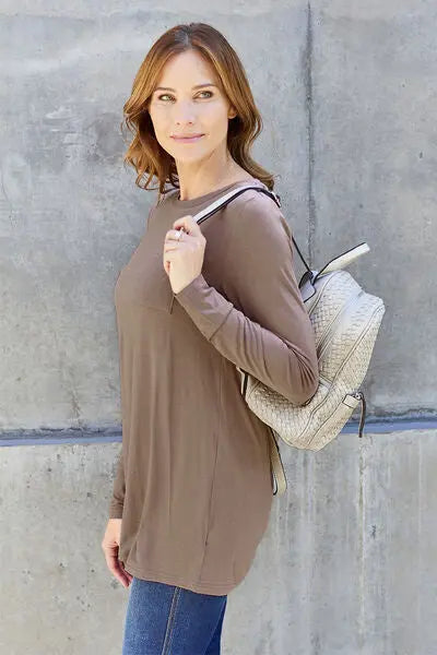  Full Size Round Neck Long Sleeve Top Trendsi