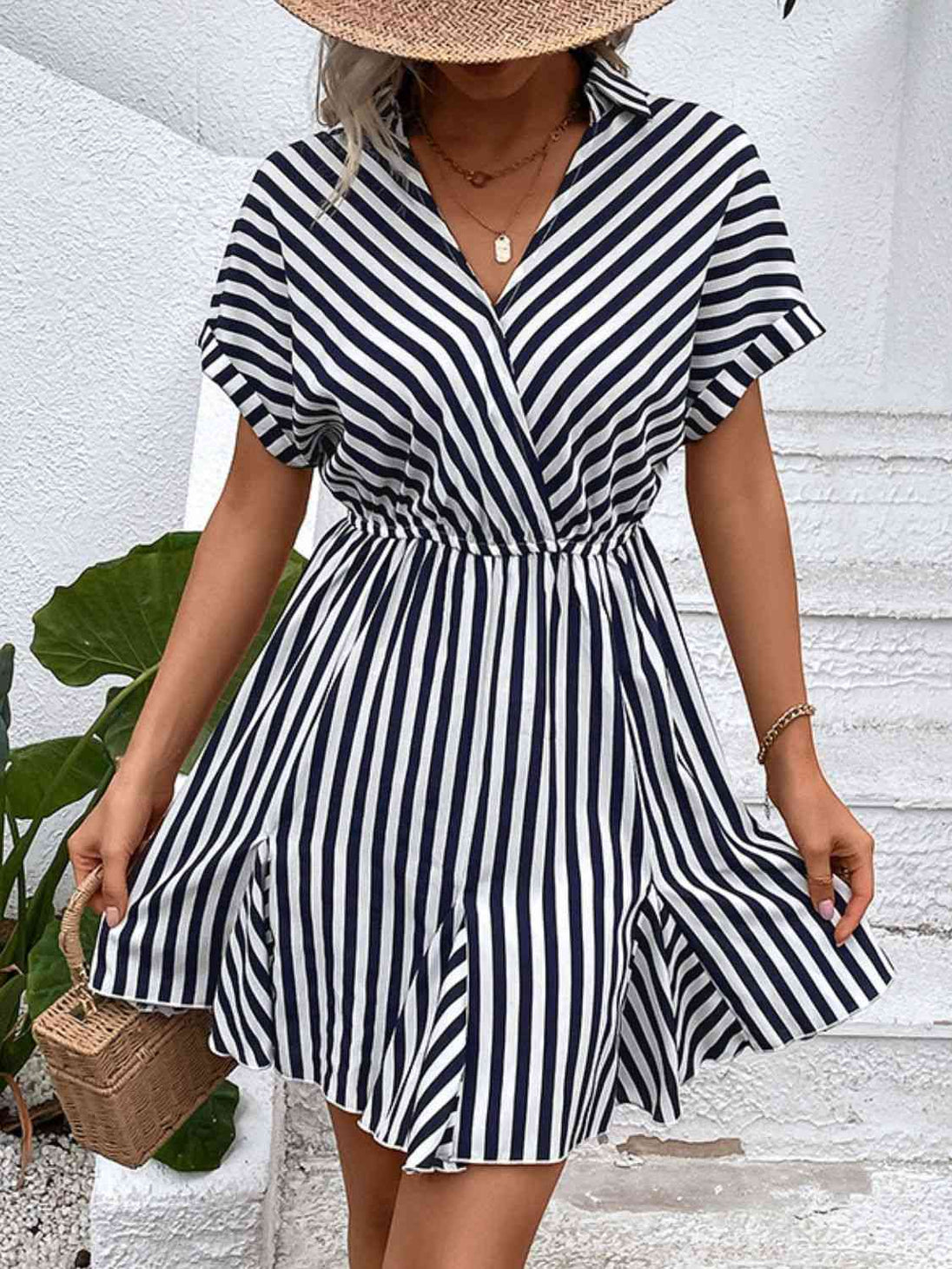 Striped  Mini Dress -BazaarBey - www.shopbazaarbey.com