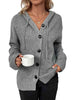 Button Up Drawstring Long Sleeve Hooded Cardigan Bazaarbey