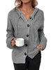 Button Up Drawstring Long Sleeve Hooded Cardigan Bazaarbey
