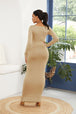 Round Neck Long Sleeve Maxi Wrap Dress -BazaarBey - www.shopbazaarbey.com