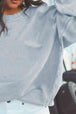 Ribbed Round Neck Drop Shoulder Sweatshirt Bazaarbey