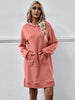 Slit Long Sleeve Hooded Dress with Pocket -BazaarBey - www.shopbazaarbey.com
