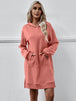 Slit Long Sleeve Hooded Dress with Pocket -BazaarBey - www.shopbazaarbey.com