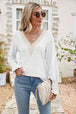  V-Neck Smocked Flounce Sleeve Blouse Bazaarbey
