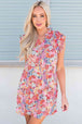 Floral Tie Neck Cap Sleeve Dress -BazaarBey - www.shopbazaarbey.com
