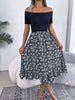 Printed Off-Shoulder Ruffle Hem Dress -BazaarBey - www.shopbazaarbey.com