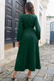 Pleated Long Sleeve  Maxi Dress -BazaarBey - www.shopbazaarbey.com