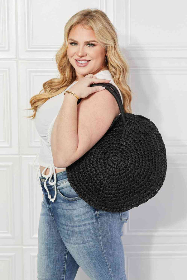  Beach Date Straw Rattan Handbag in Black Bazaarbey