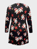 Plus Size Santa Printed Round Neck Dress -BazaarBey - www.shopbazaarbey.com