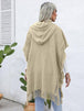 Fringe Trim Buttoned Hooded Poncho Bazaarbey