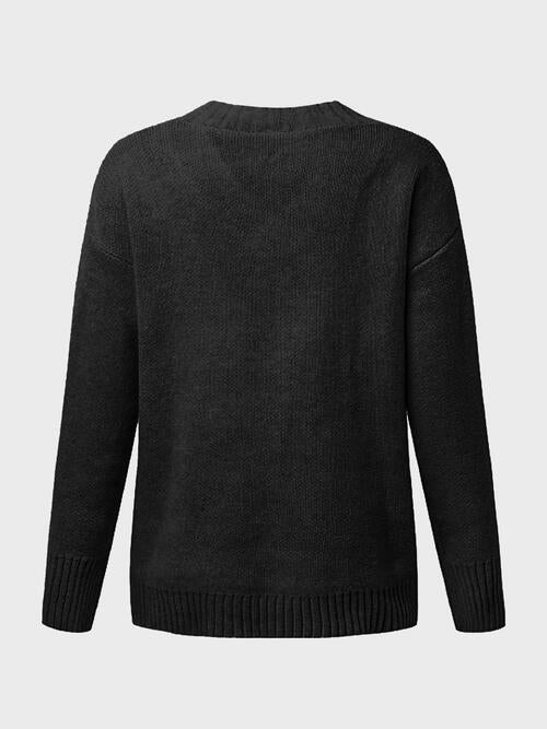 V-Neck Long Sleeve Knit Top Bazaarbey