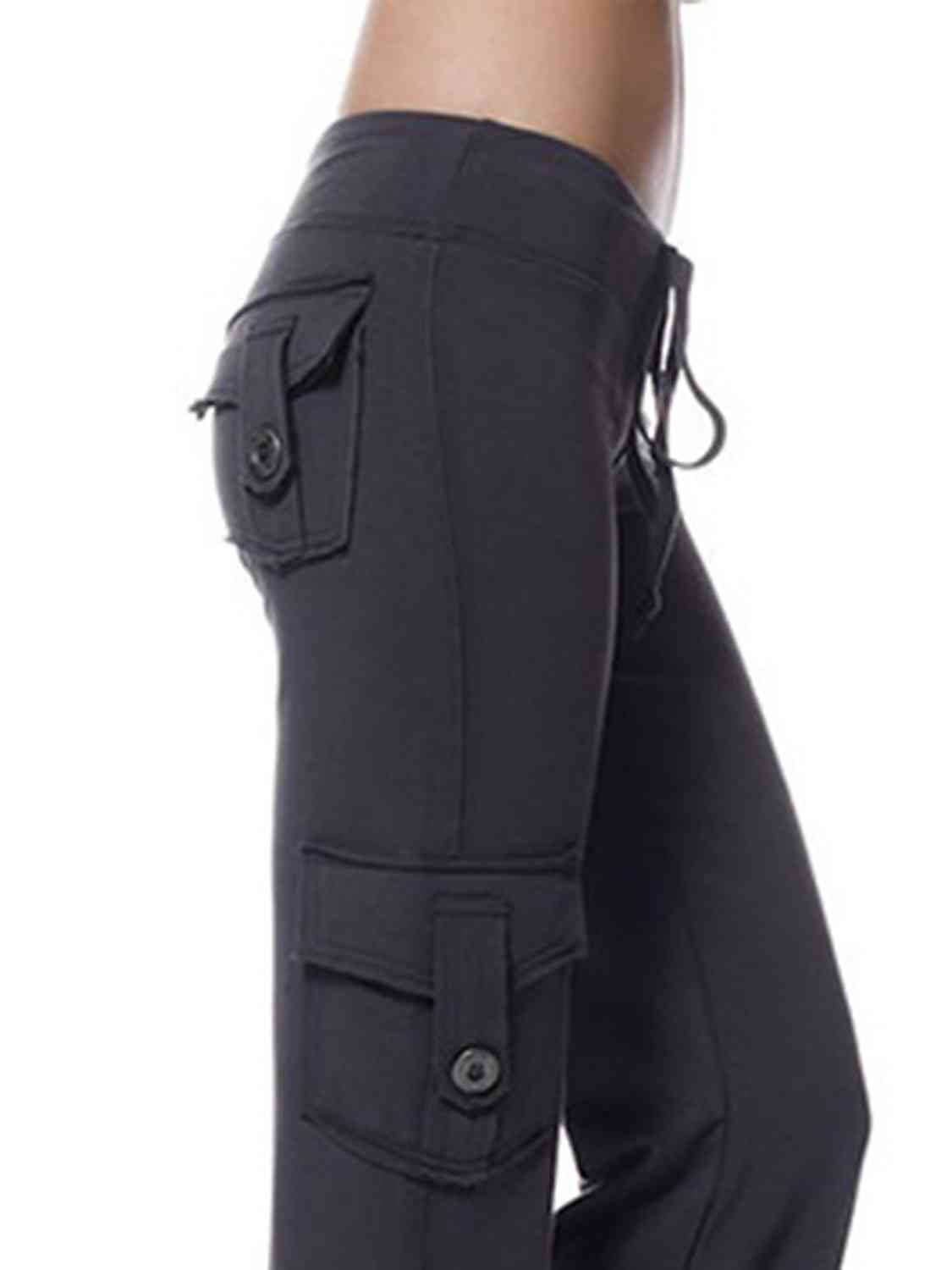 Mid Waist Pants with Pockets Bazaarbey