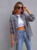 Distressed Drop Shoulder Denim Jacket Bazaarbey