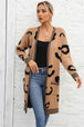 Printed Long Sleeve Cardigan with Pockets Trendsi