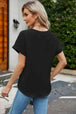 Notched Neck Cuffed Sleeve Shirt Bazaarbey