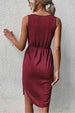 V-Neck Curved Hem Sleeveless Dress -BazaarBey - www.shopbazaarbey.com