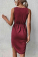 V-Neck Curved Hem Sleeveless Dress -BazaarBey - www.shopbazaarbey.com