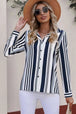 Striped Button-Down Long Sleeve Shirt Bazaarbey