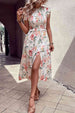 Floral Smocked Butterfly Sleeve Slit Dress -BazaarBey - www.shopbazaarbey.com