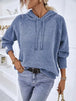 Texture Drawstring Long Sleeve Hooded Sweater Bazaarbey