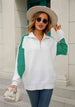 Two-Tone Collared Neck Dropped Shoulder Knit Top Trendsi