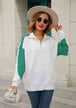 Two-Tone Collared Neck Dropped Shoulder Knit Top Trendsi