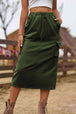 Drawstring Waist Slit Denim Skirt Bazaarbey