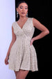 Sequin Surplice Neck Sleeveless Dress Bazaarbey