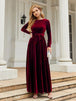 Tie Front Round Neck Long Sleeve Maxi Dress Bazaarbey