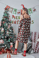 Christmas Asymmetrical Neck Long Sleeve Dress -BazaarBey - www.shopbazaarbey.com
