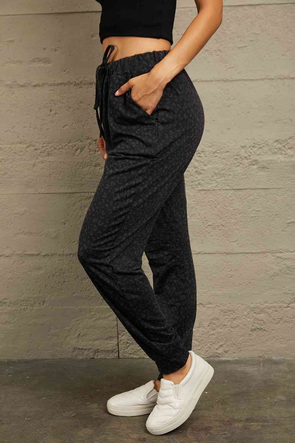  Leopard Print Joggers with Pockets Bazaarbey