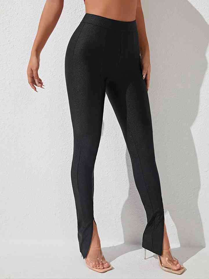 High Waist Slit Skinny Pants Bazaarbey